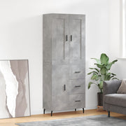 Hoge kast 69,5x34x180 cm bewerkt hout betongrijs