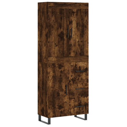 Hoge Kast 69,5X34X180 Cm Bewerkt Hout Kleurig Gerookt eiken