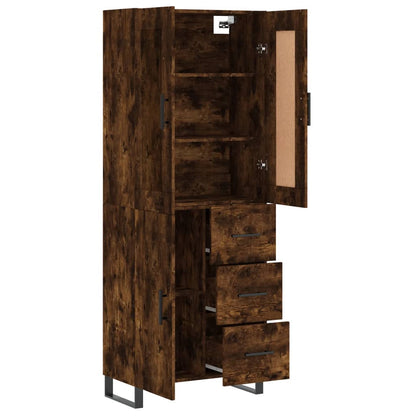 Hoge Kast 69,5X34X180 Cm Bewerkt Hout Kleurig Gerookt eiken