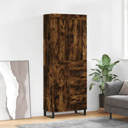 Hoge kast 69,5x34x180 cm bewerkt hout gerookt eiken