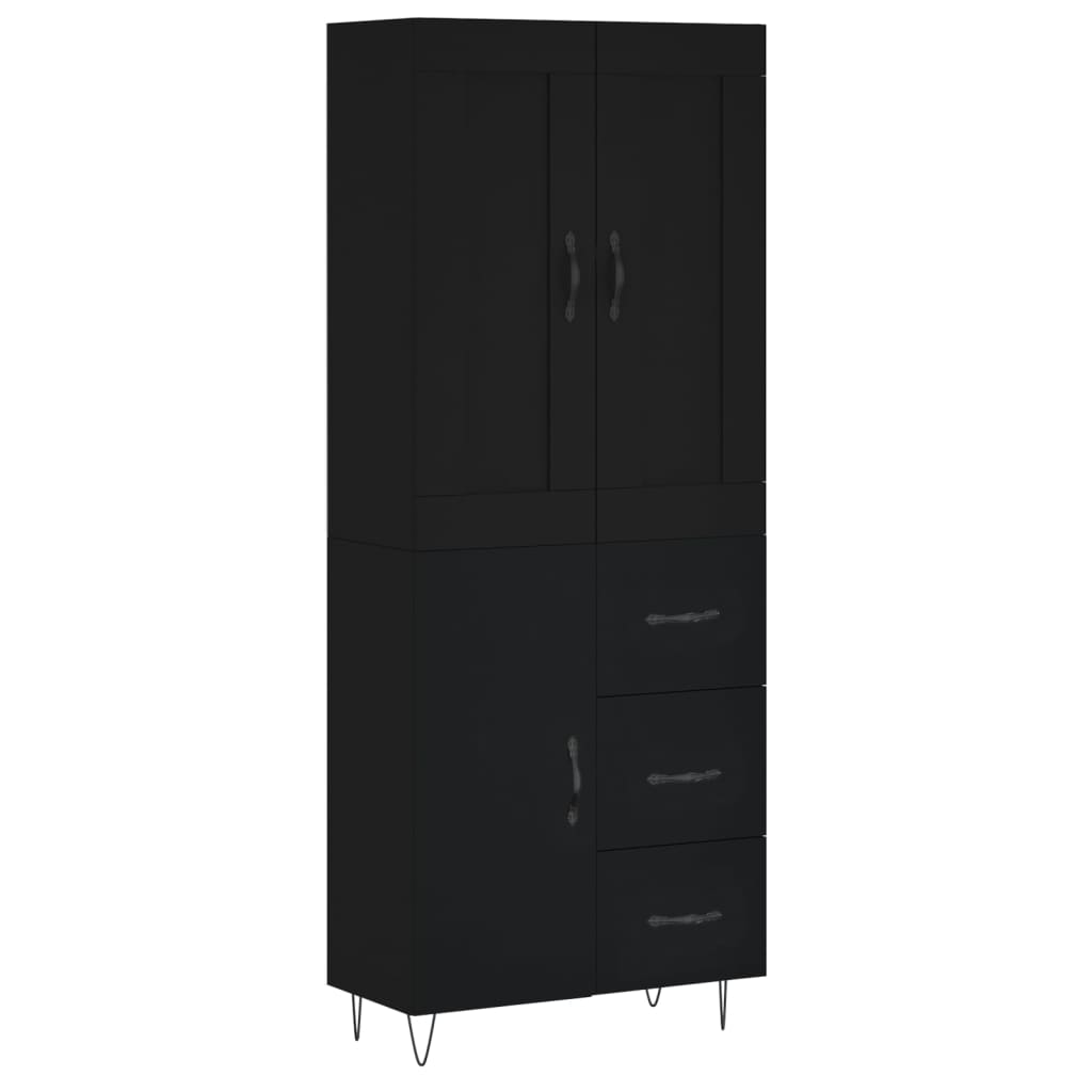 Hoge Kast 69,5X34X180 Cm Bewerkt Hout Zwart