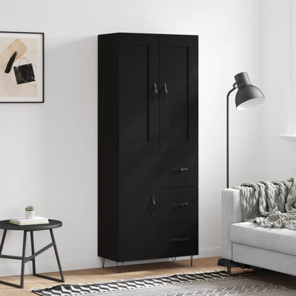 Hoge Kast 69,5X34X180 Cm Bewerkt Hout Zwart