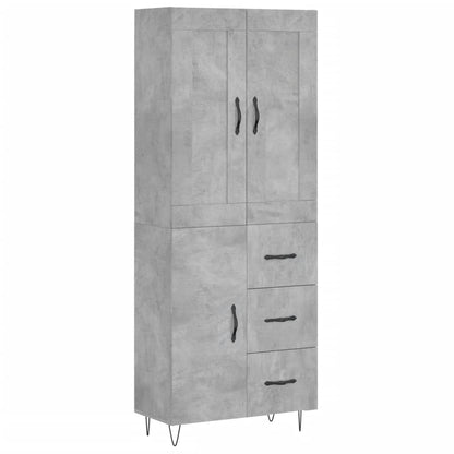 Hoge Kast 69,5X34X180 Cm Bewerkt Hout Betongrijs