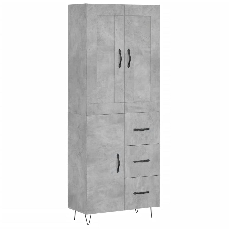 Hoge Kast 69,5X34X180 Cm Bewerkt Hout Betongrijs