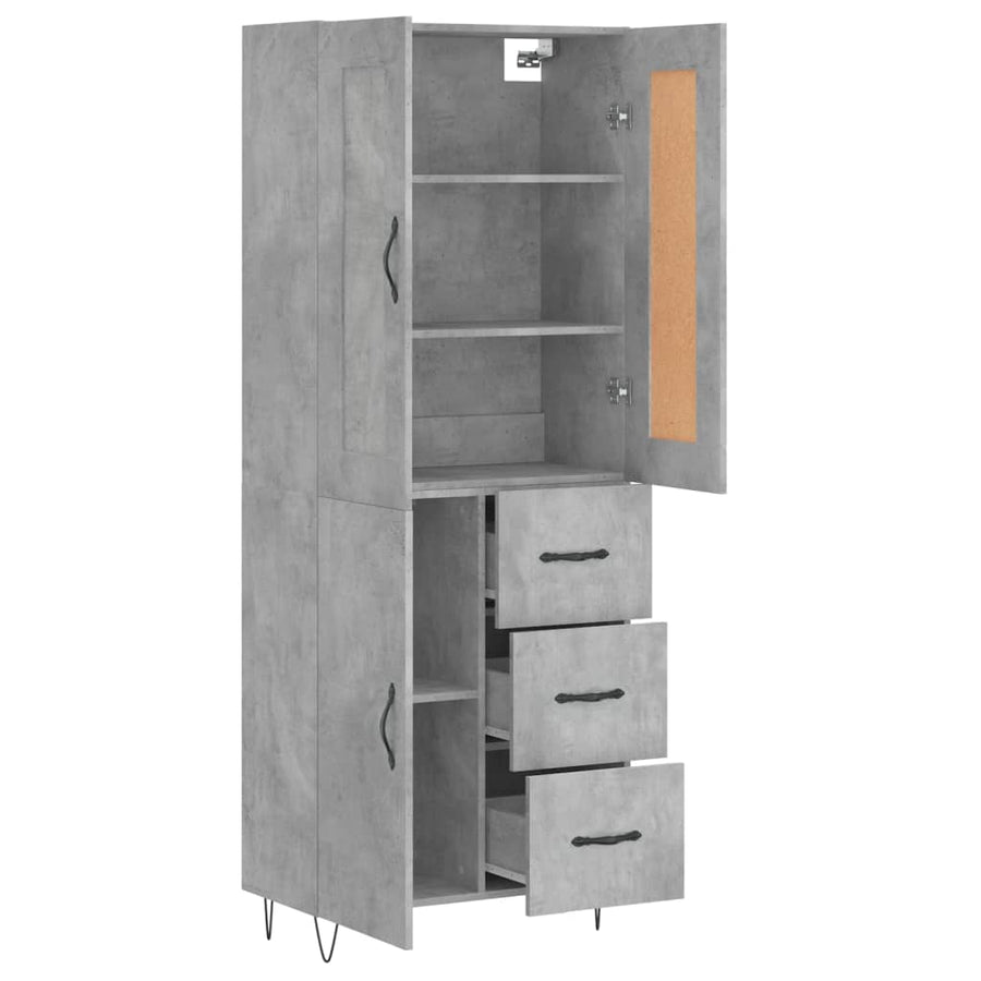 Hoge Kast 69,5X34X180 Cm Bewerkt Hout Betongrijs