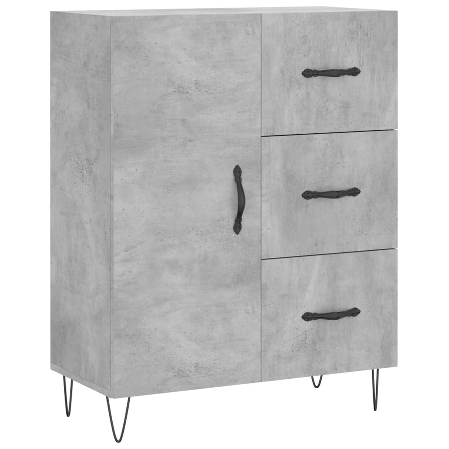 Hoge Kast 69,5X34X180 Cm Bewerkt Hout Betongrijs