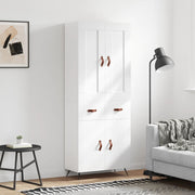 Hoge kast 69,5x34x180 cm bewerkt hout wit