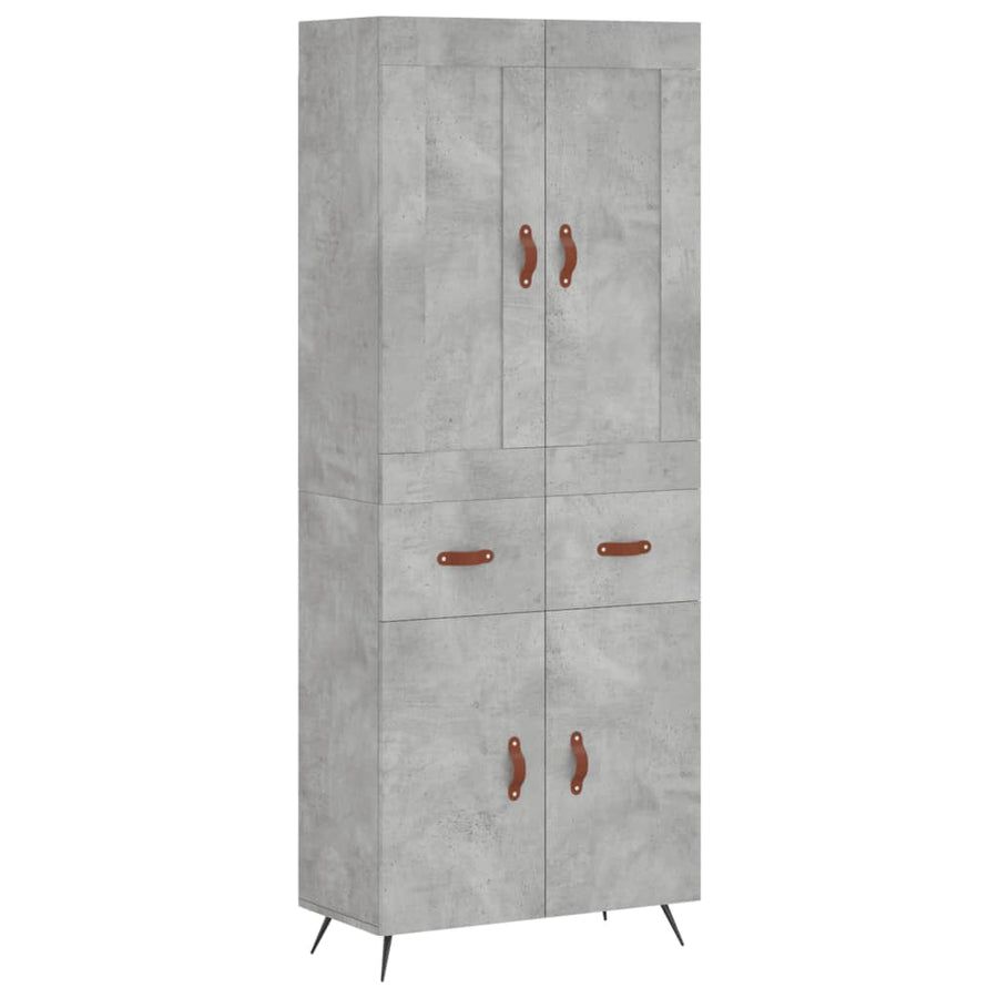 Hoge Kast 69,5X34X180 Cm Bewerkt Hout Betongrijs