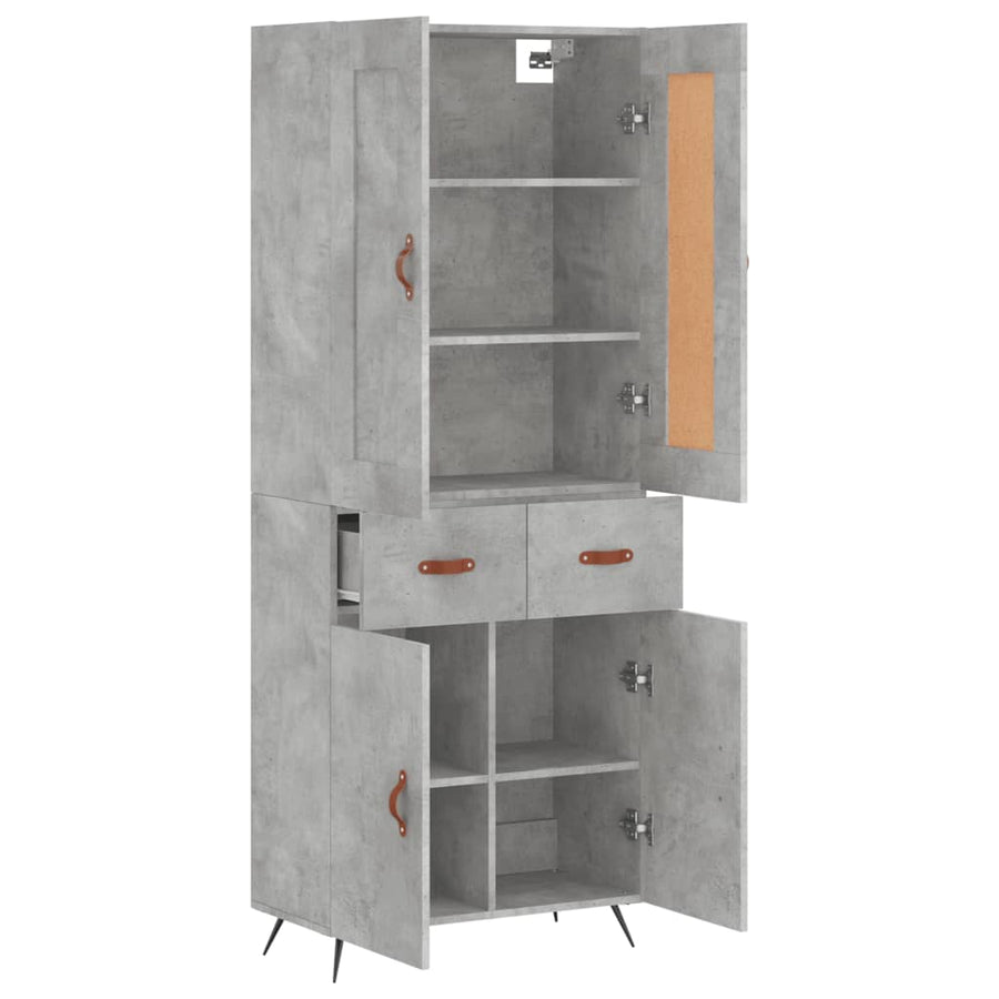 Hoge Kast 69,5X34X180 Cm Bewerkt Hout Betongrijs