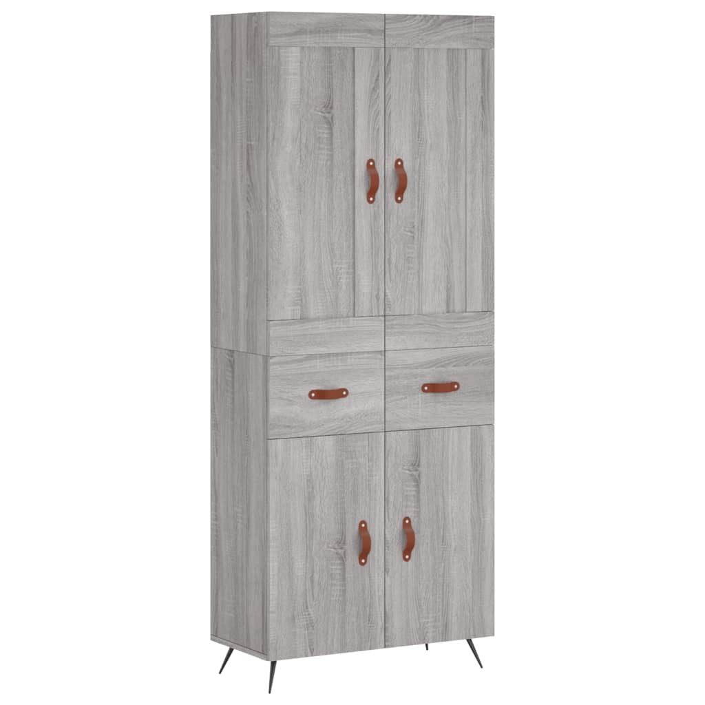 Hoge Kast 69,5X34X180 Cm Bewerkt Hout Eikenkleurig Grijs sonoma