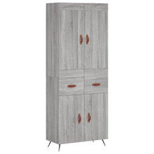 Hoge Kast 69,5X34X180 Cm Bewerkt Hout Eikenkleurig Grijs sonoma