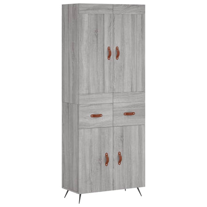 Hoge Kast 69,5X34X180 Cm Bewerkt Hout Eikenkleurig Grijs sonoma