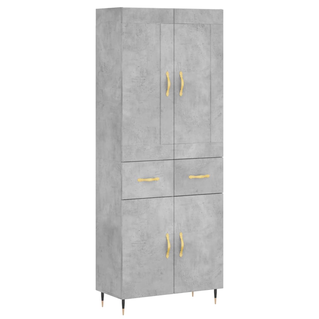 Hoge kast 69,5x34x180 cm bewerkt hout betongrijs