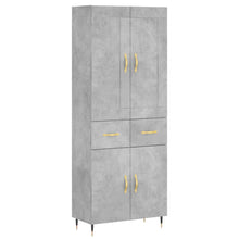 Hoge kast 69,5x34x180 cm bewerkt hout betongrijs