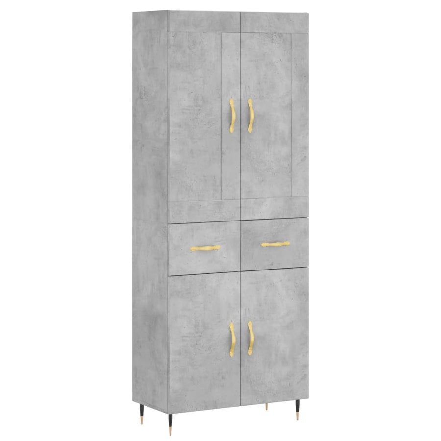 Hoge kast 69,5x34x180 cm bewerkt hout betongrijs
