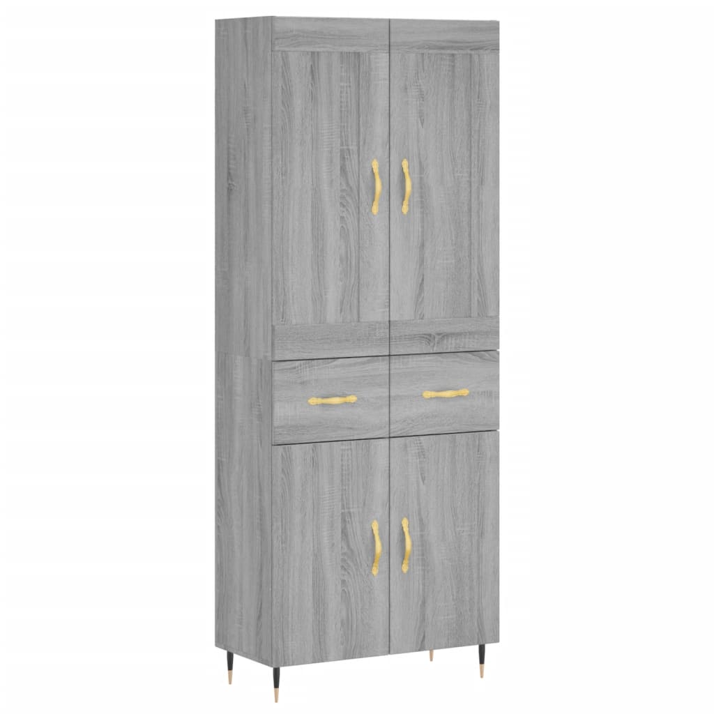 Hoge Kast 69,5X34X180 Cm Bewerkt Hout Grijs Sonoma Eikenkleurig