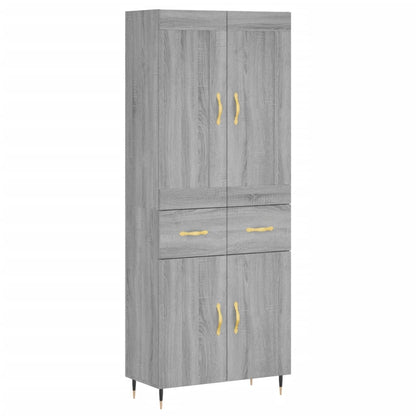Hoge Kast 69,5X34X180 Cm Bewerkt Hout Grijs Sonoma Eikenkleurig