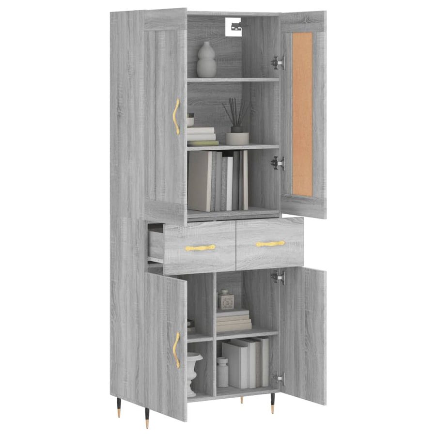 Hoge Kast 69,5X34X180 Cm Bewerkt Hout Grijs Sonoma Eikenkleurig