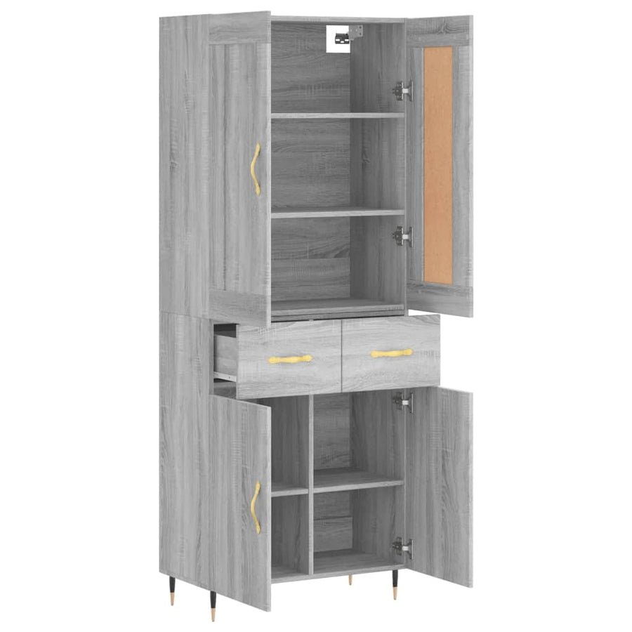 Hoge Kast 69,5X34X180 Cm Bewerkt Hout Grijs Sonoma Eikenkleurig
