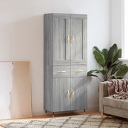 Hoge kast 69,5x34x180 cm bewerkt hout grijs sonoma