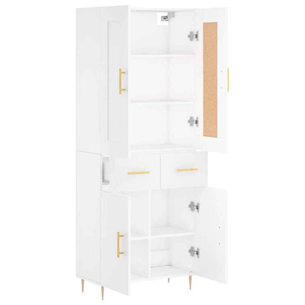 Hoge Kast 69,5X34X180 Cm Bewerkt Hout Wit