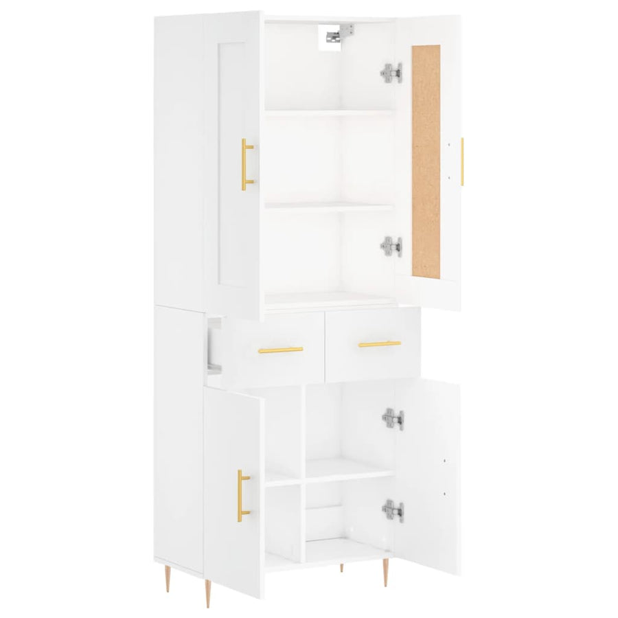Hoge Kast 69,5X34X180 Cm Bewerkt Hout Wit