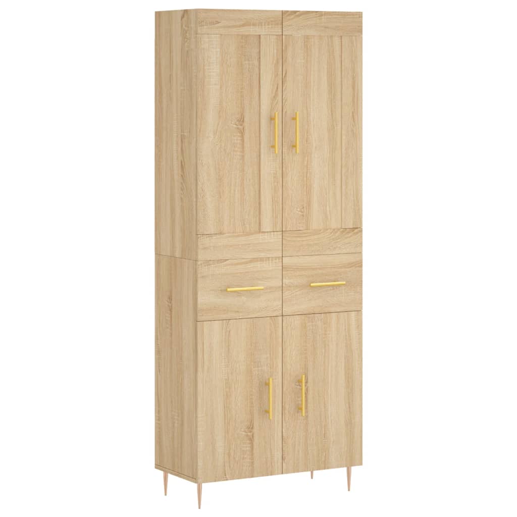 Hoge Kast 69,5X34X180 Cm Bewerkt Hout Kleurig Sonoma eiken