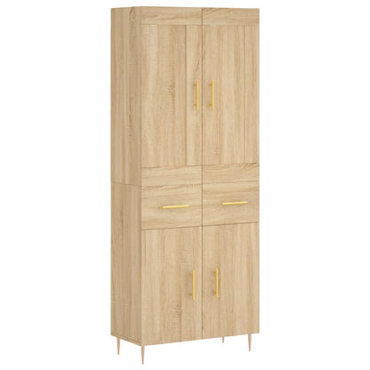Hoge Kast 69,5X34X180 Cm Bewerkt Hout Kleurig Sonoma eiken