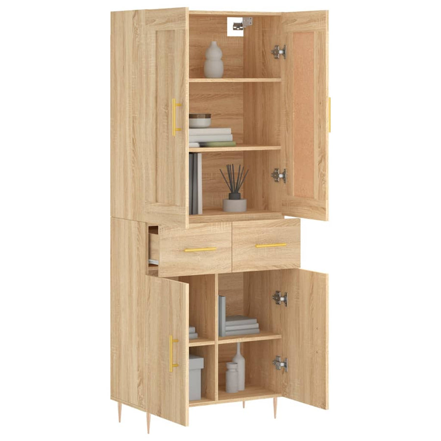Hoge Kast 69,5X34X180 Cm Bewerkt Hout Kleurig Sonoma eiken