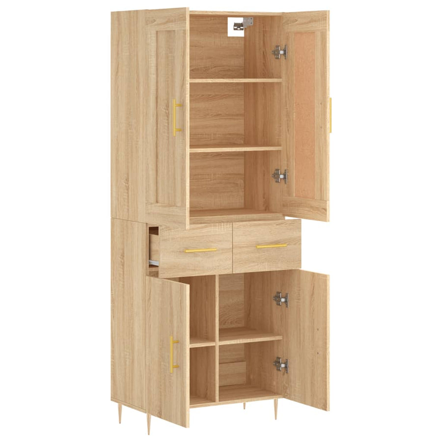 Hoge Kast 69,5X34X180 Cm Bewerkt Hout Kleurig Sonoma eiken