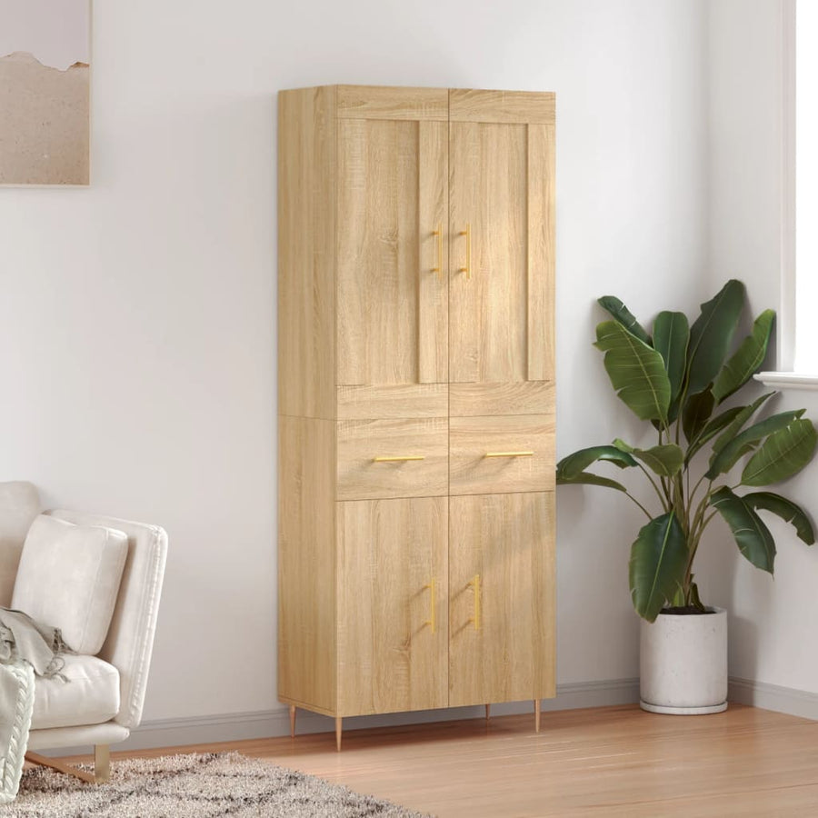 Hoge Kast 69,5X34X180 Cm Bewerkt Hout Kleurig Sonoma eiken