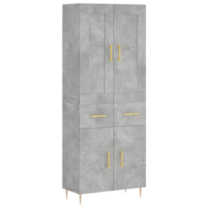 Hoge Kast 69,5X34X180 Cm Bewerkt Hout Betongrijs