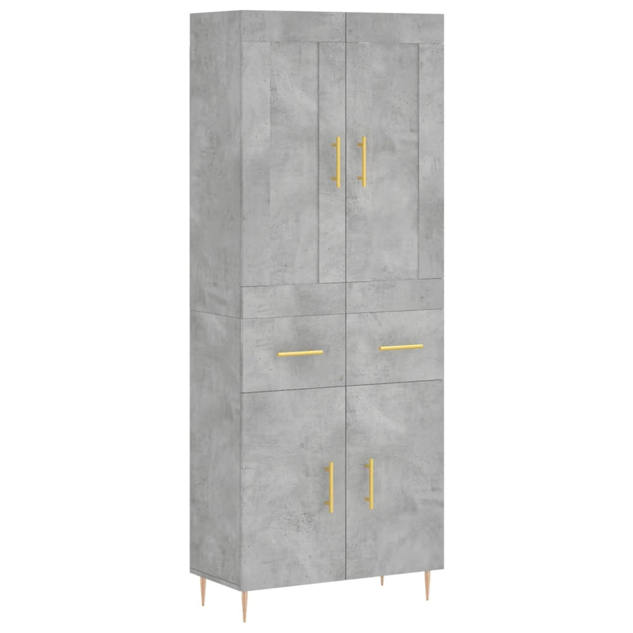 Hoge Kast 69,5X34X180 Cm Bewerkt Hout Betongrijs