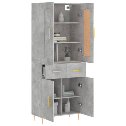 Hoge Kast 69,5X34X180 Cm Bewerkt Hout Betongrijs