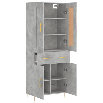 Hoge Kast 69,5X34X180 Cm Bewerkt Hout Betongrijs