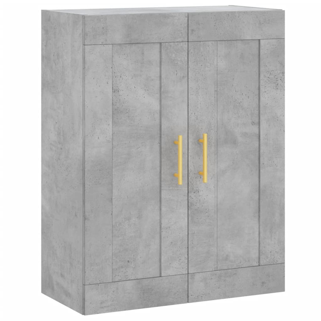 Hoge Kast 69,5X34X180 Cm Bewerkt Hout Betongrijs