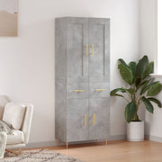 Tall cabinet 69.5x34x180 cm treated wood concrete grey
