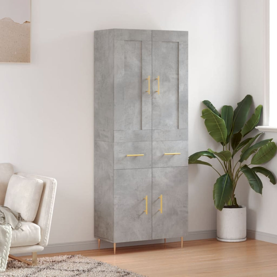 Hoge Kast 69,5X34X180 Cm Bewerkt Hout Betongrijs