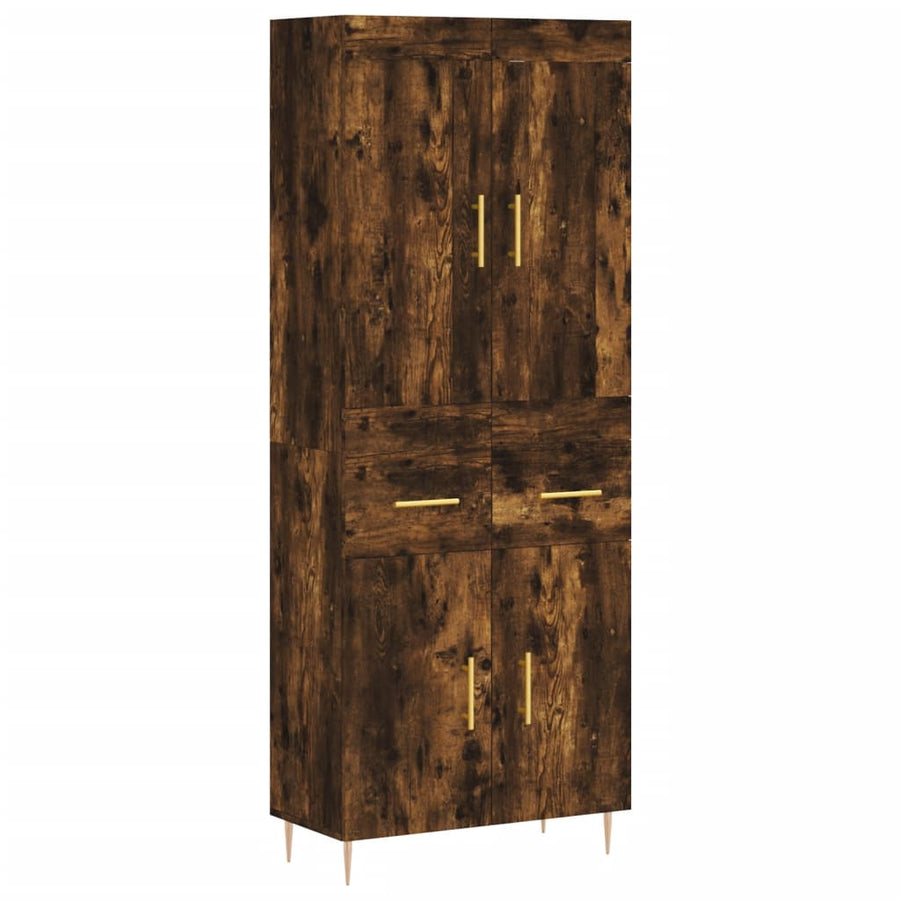 Hoge Kast 69,5X34X180 Cm Bewerkt Hout Kleurig Gerookt eiken