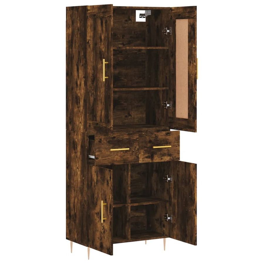 Hoge Kast 69,5X34X180 Cm Bewerkt Hout Kleurig Gerookt eiken