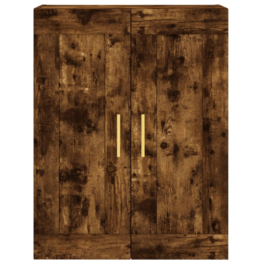 Hoge Kast 69,5X34X180 Cm Bewerkt Hout Kleurig Gerookt eiken