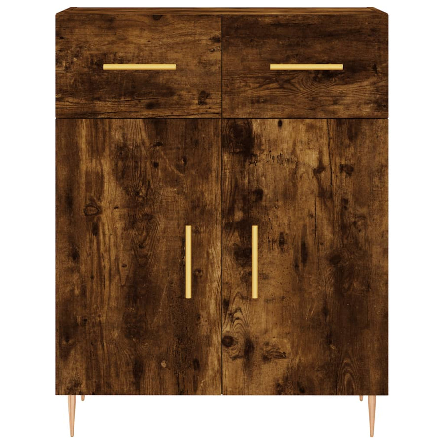 Hoge Kast 69,5X34X180 Cm Bewerkt Hout Kleurig Gerookt eiken