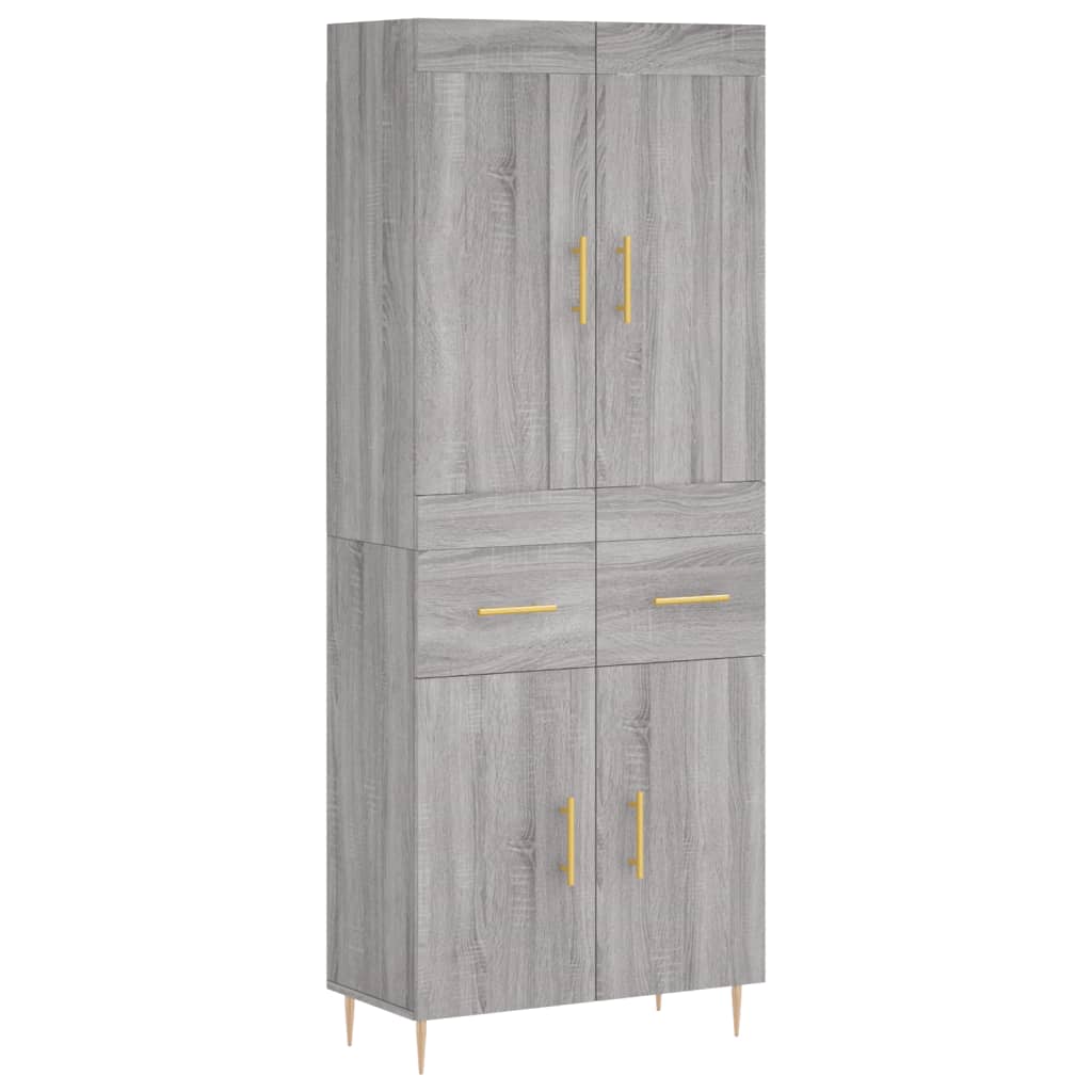 Hoge Kast 69,5X34X180 Cm Bewerkt Hout Eikenkleurig Grijs sonoma