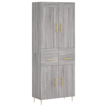 Hoge Kast 69,5X34X180 Cm Bewerkt Hout Eikenkleurig Grijs sonoma