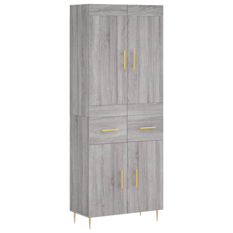 Hoge Kast 69,5X34X180 Cm Bewerkt Hout Eikenkleurig Grijs sonoma