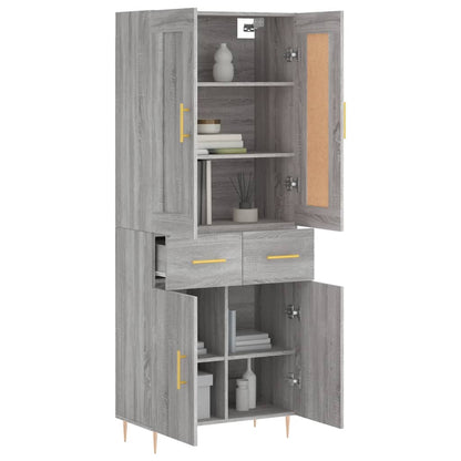 Hoge Kast 69,5X34X180 Cm Bewerkt Hout Eikenkleurig Grijs sonoma