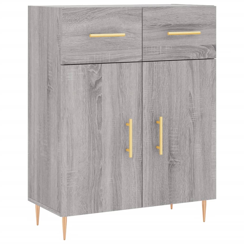 Hoge Kast 69,5X34X180 Cm Bewerkt Hout Eikenkleurig Grijs sonoma