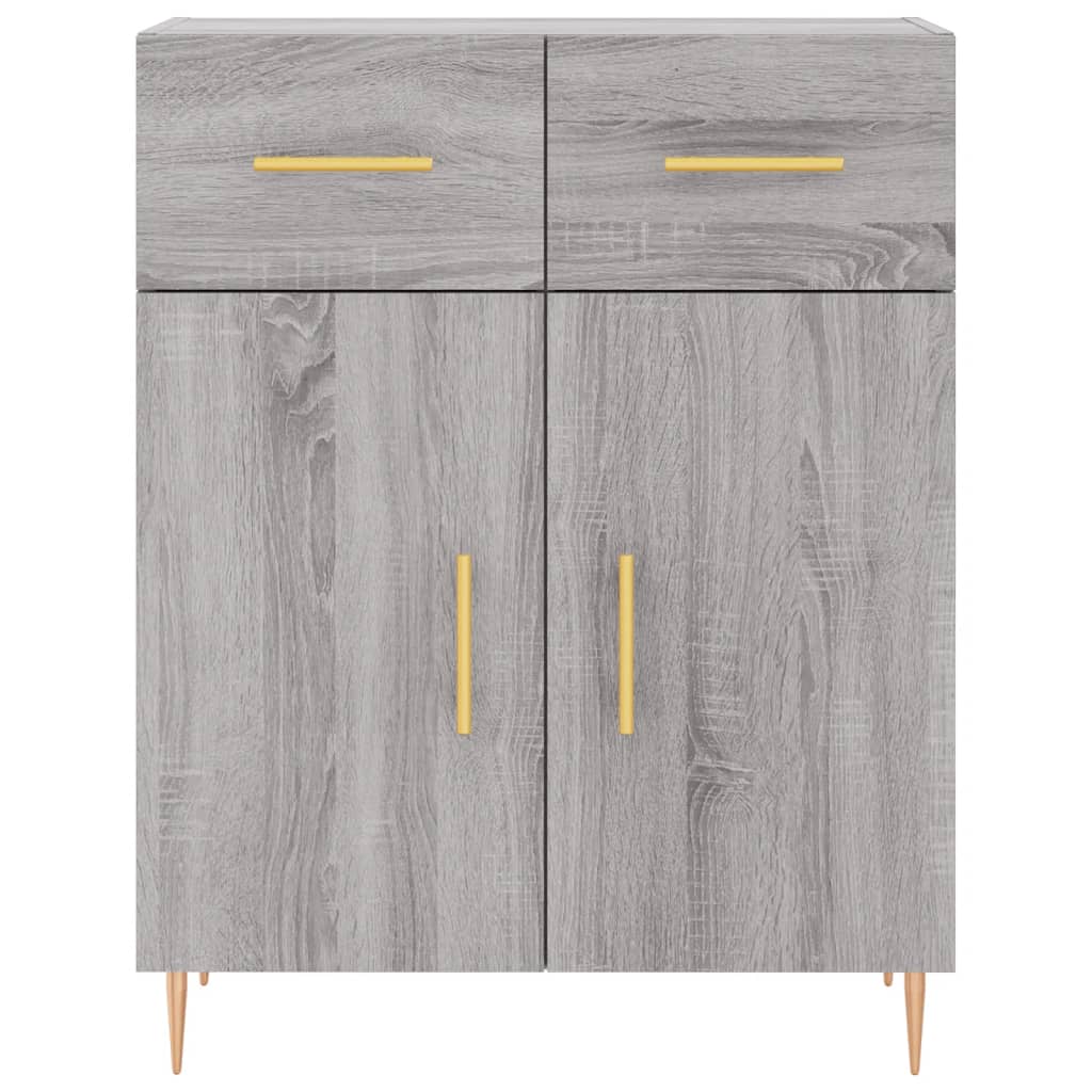 Hoge Kast 69,5X34X180 Cm Bewerkt Hout Eikenkleurig Grijs sonoma