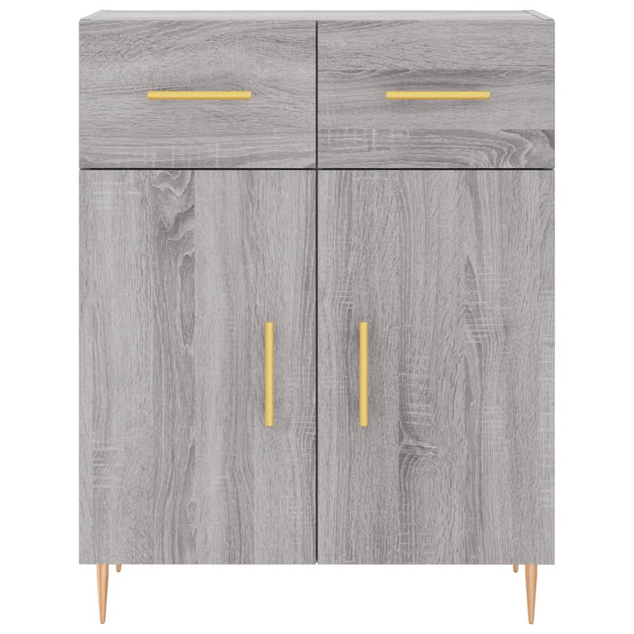 Hoge Kast 69,5X34X180 Cm Bewerkt Hout Eikenkleurig Grijs sonoma