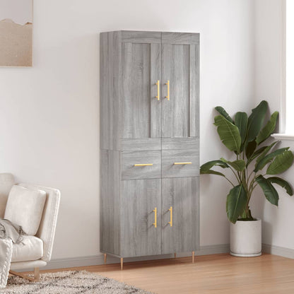 Hoge Kast 69,5X34X180 Cm Bewerkt Hout Eikenkleurig Grijs sonoma